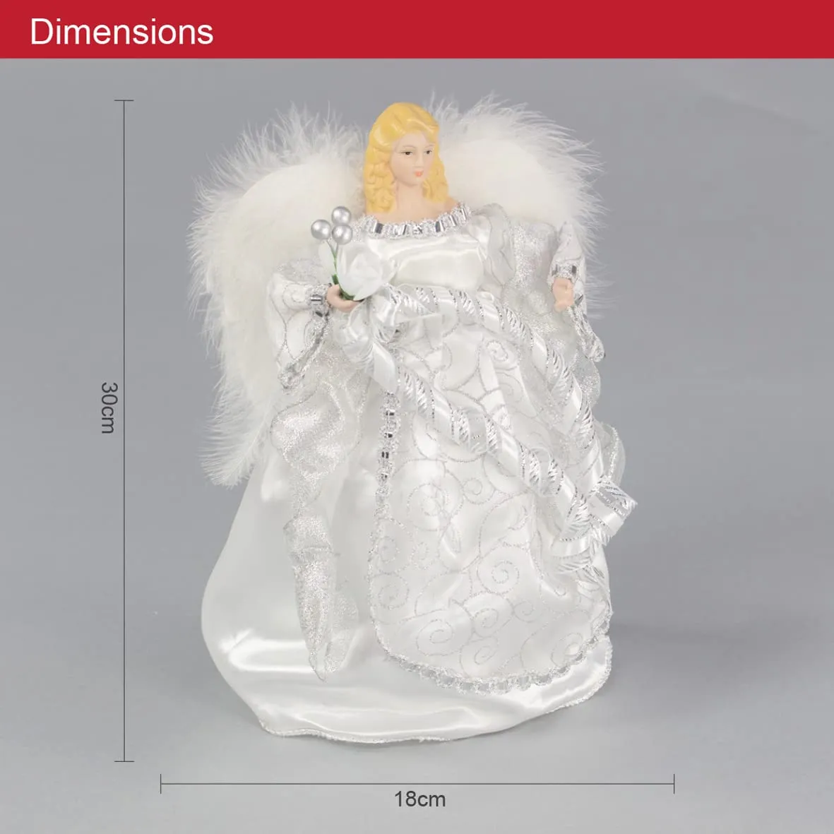 The Christmas Workshop 83960 Angel Christmas Tree Topper 12 inch Tall Silver Coloured Indoor Christmas Decoration