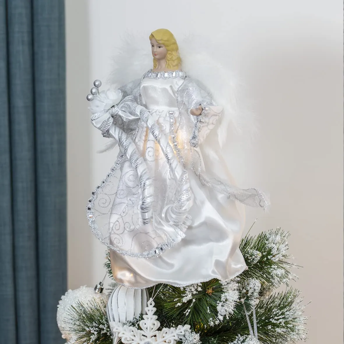 The Christmas Workshop 83960 Angel Christmas Tree Topper 12 inch Tall Silver Coloured Indoor Christmas Decoration