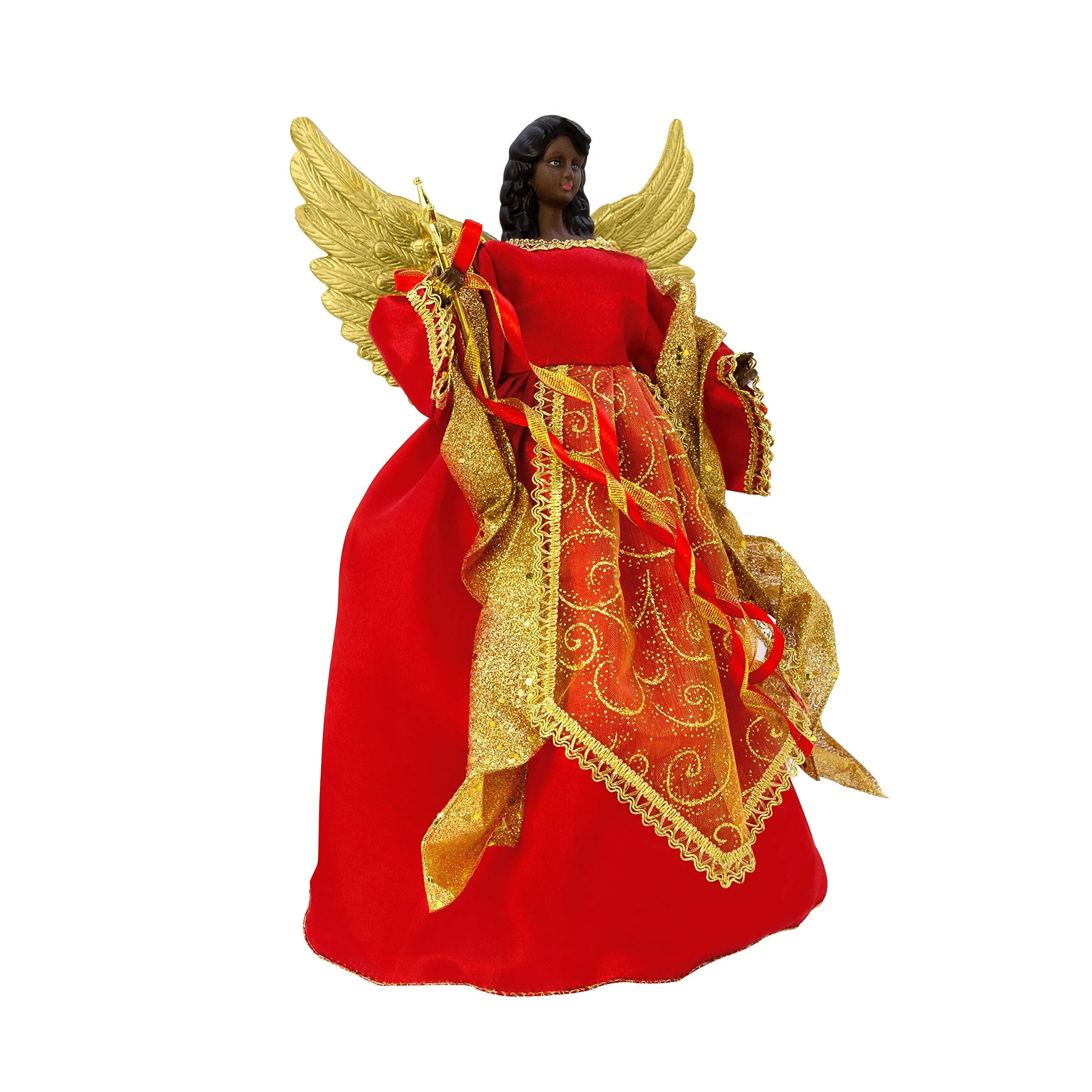 The Christmas Workshop Red & Gold 82090 Angel Tree Topper 12 inch Tall Coloured Indoor Christmas Decoration