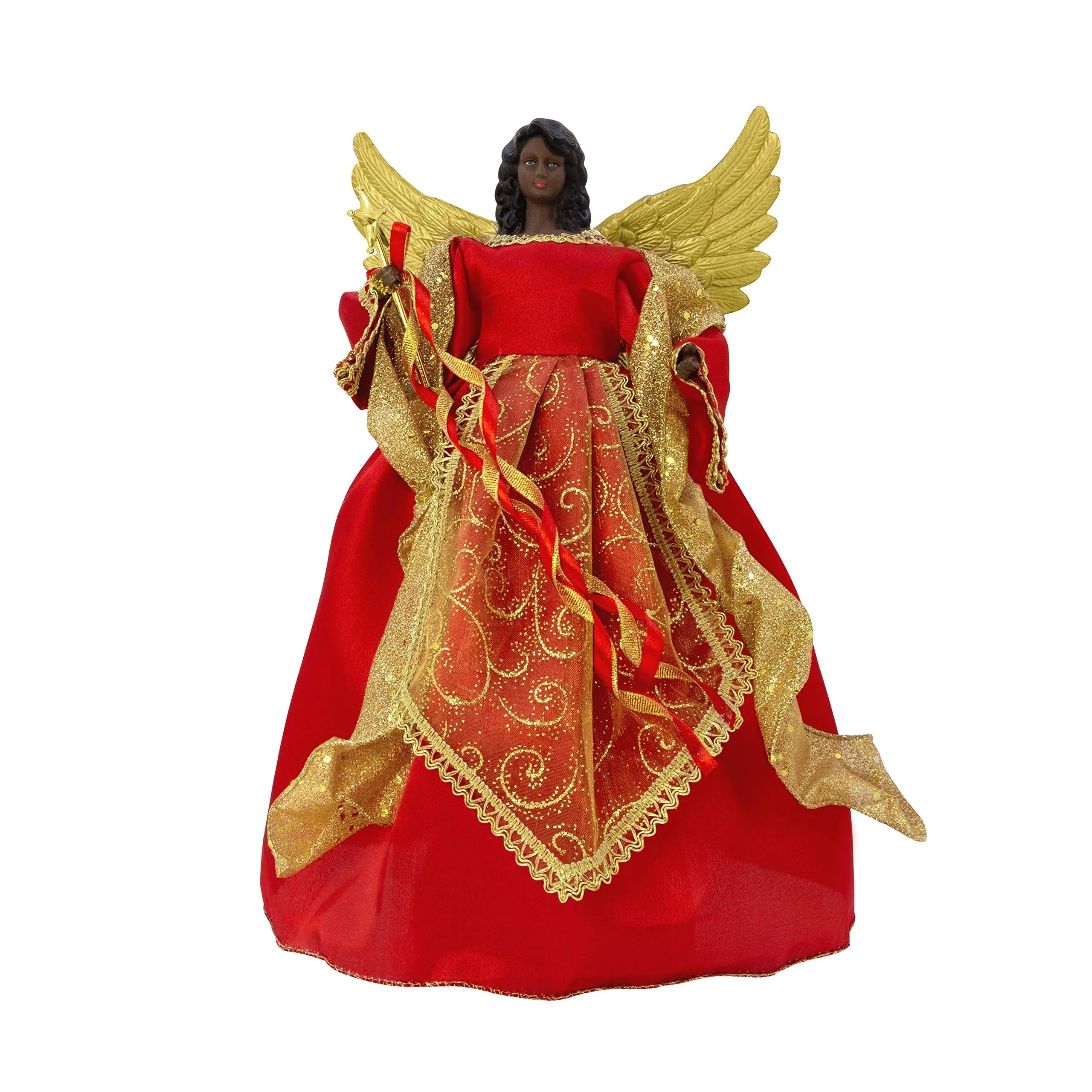 The Christmas Workshop Red & Gold 82090 Angel Tree Topper 12 inch Tall Coloured Indoor Christmas Decoration