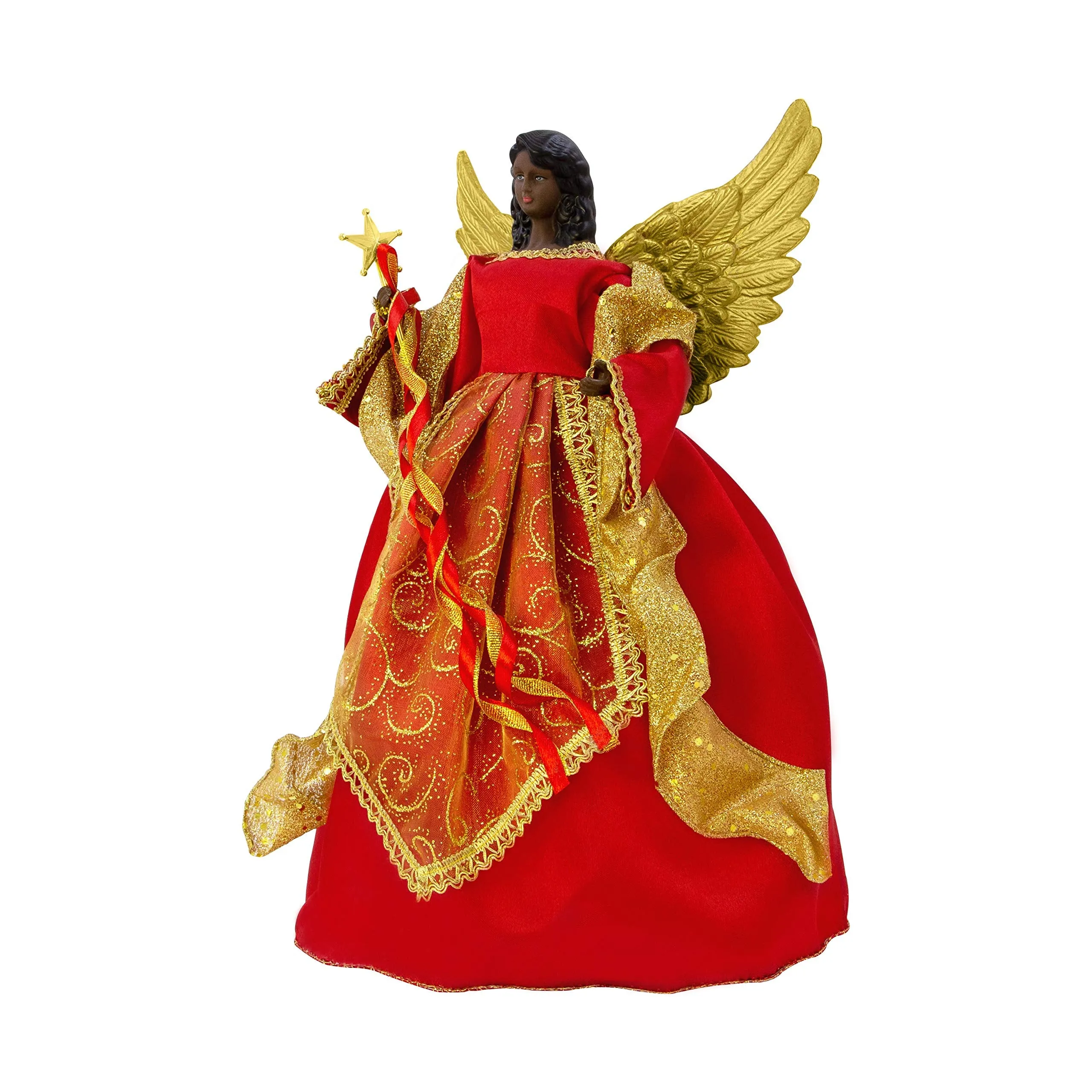 The Christmas Workshop Red & Gold 82090 Angel Tree Topper 12 inch Tall Coloured Indoor Christmas Decoration