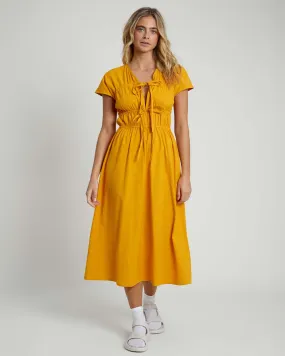 Tie Front Seersucker Midi Dress