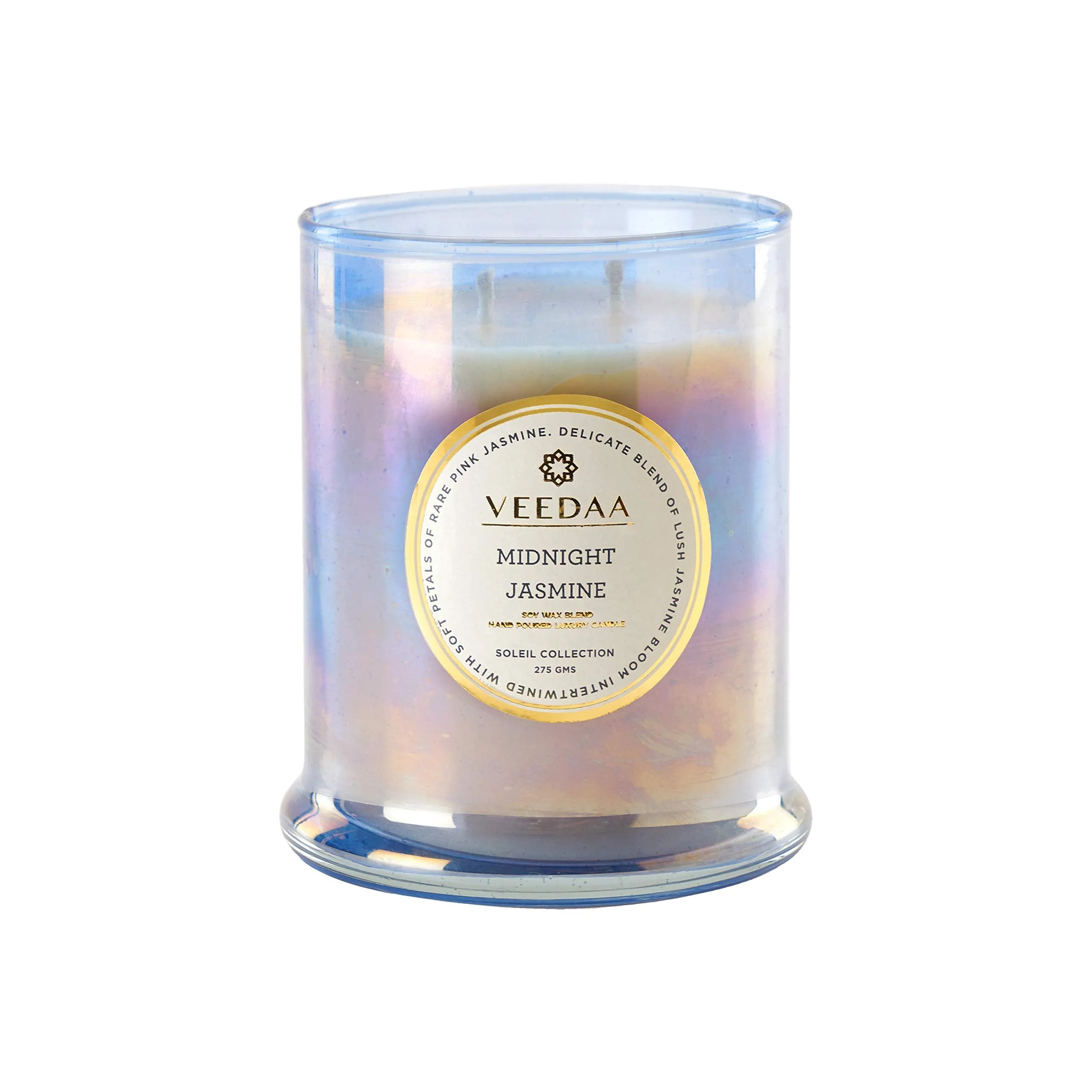 VEEDAA Midnight Jasmine Danube Glass Soy Scented Candle (Burns 45 hours)