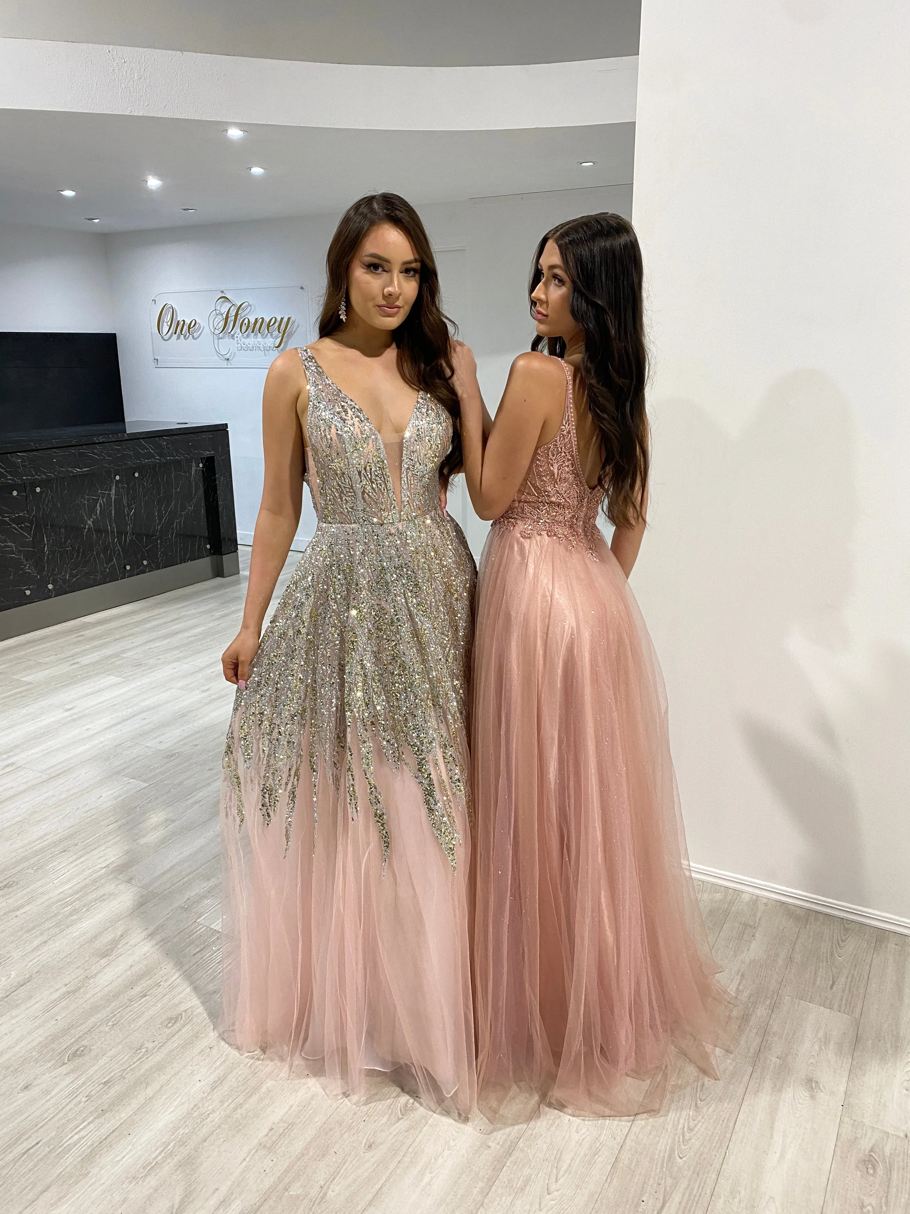 VIANNE Glitter Tulle A-Line Prom & Formal Dress