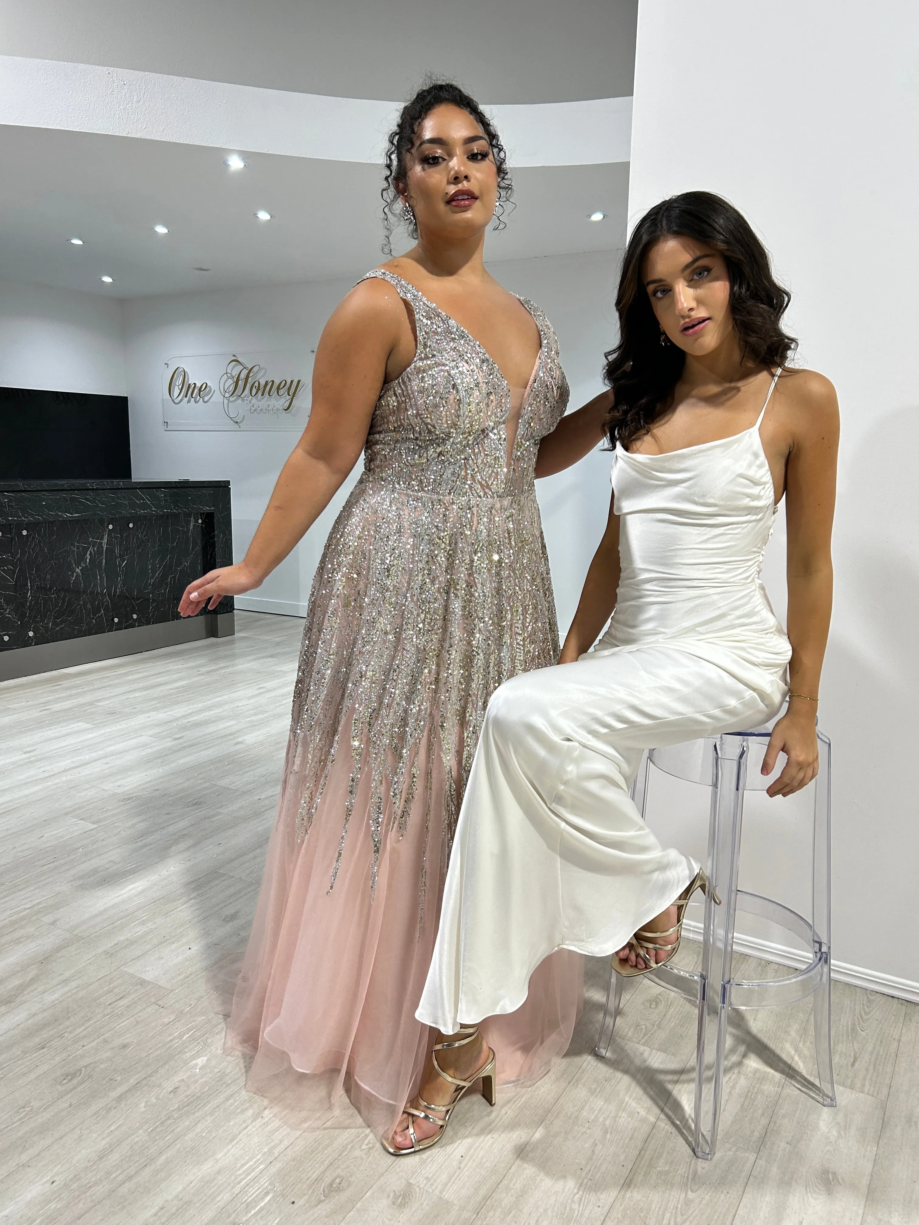 VIANNE Glitter Tulle A-Line Prom & Formal Dress