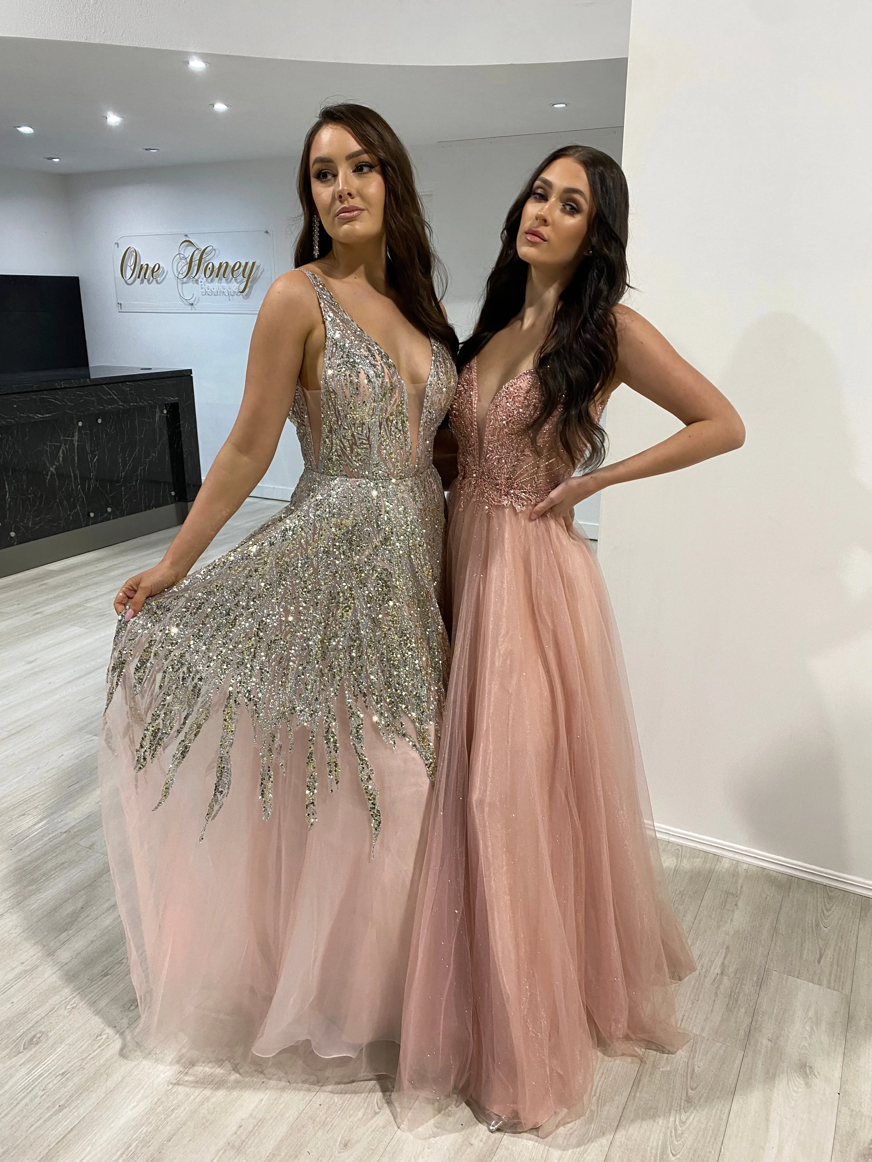 VIANNE Glitter Tulle A-Line Prom & Formal Dress