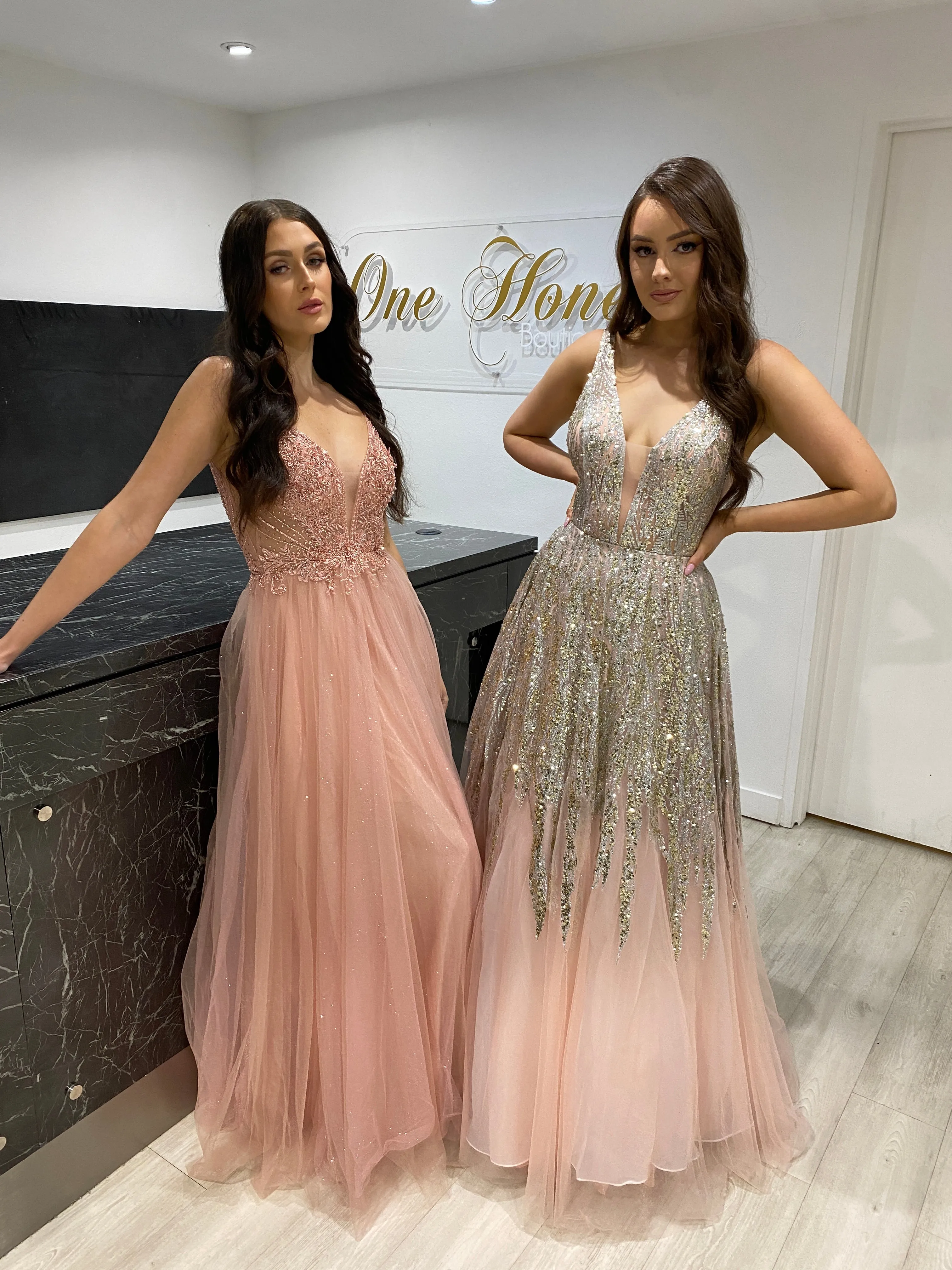 VIANNE Glitter Tulle A-Line Prom & Formal Dress