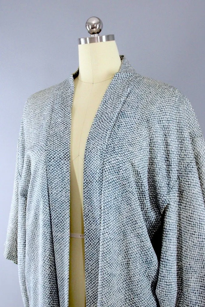 Vintage Blue Green Silk Kimono Cardigan