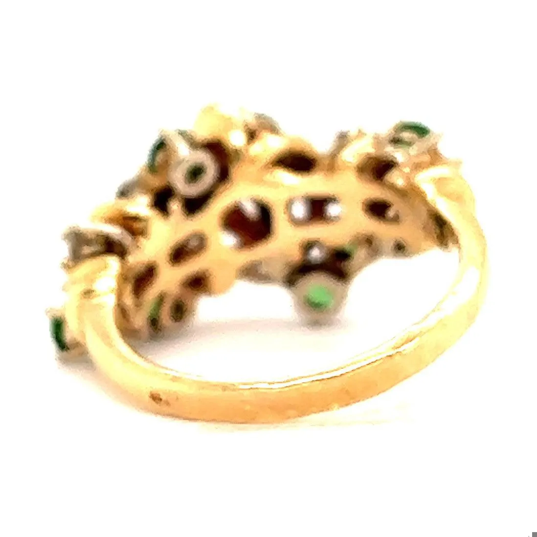 Vintage Diamond Tsavorite Garnet 14 Karat Yellow Gold Cluster Ring