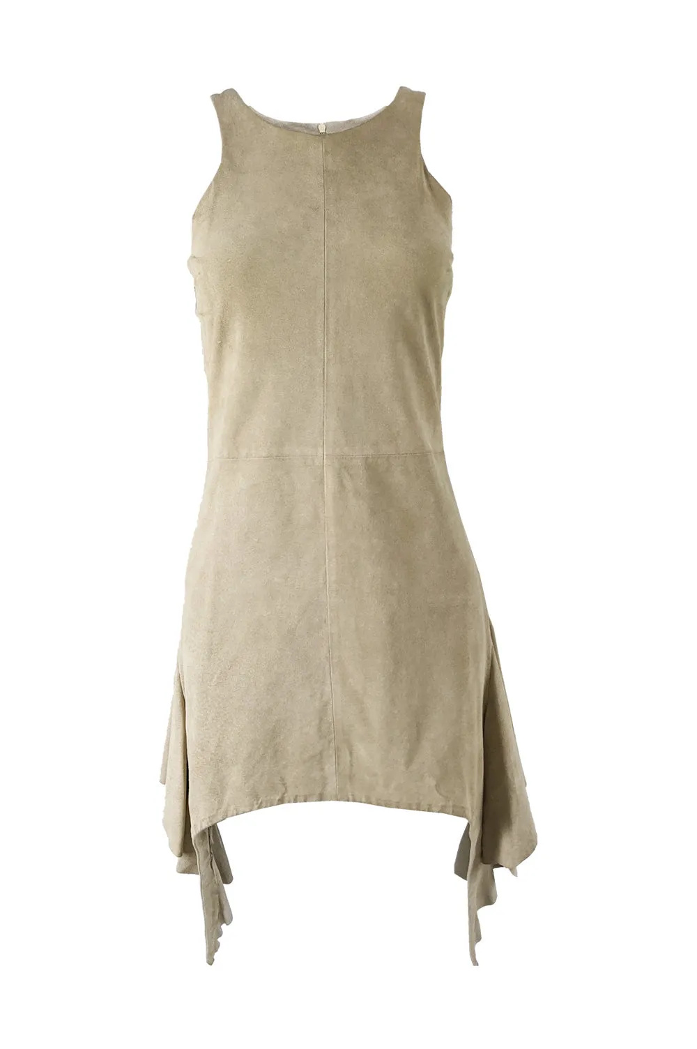 Vintage Suede Draped Mini Dress, 1990s