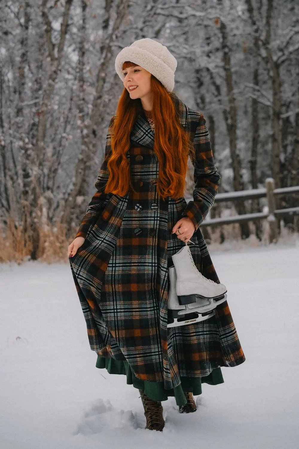 Winter Vintage Plaid Long Wool Coat 4839