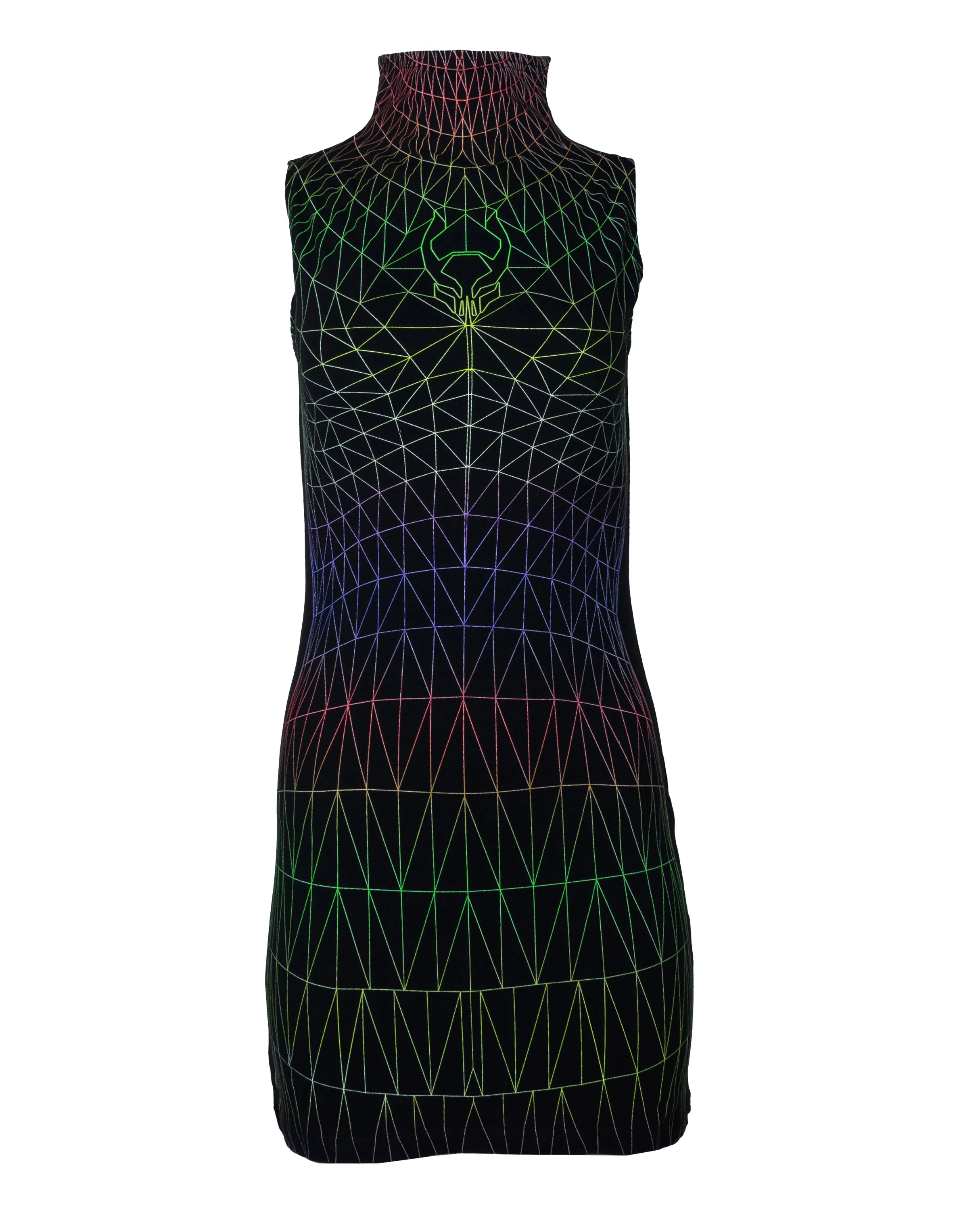 WIREFRAME HI NECK MINI DRESS