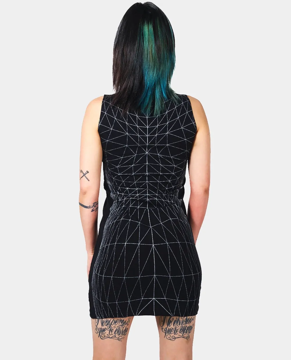 WIREFRAME HI NECK MINI DRESS