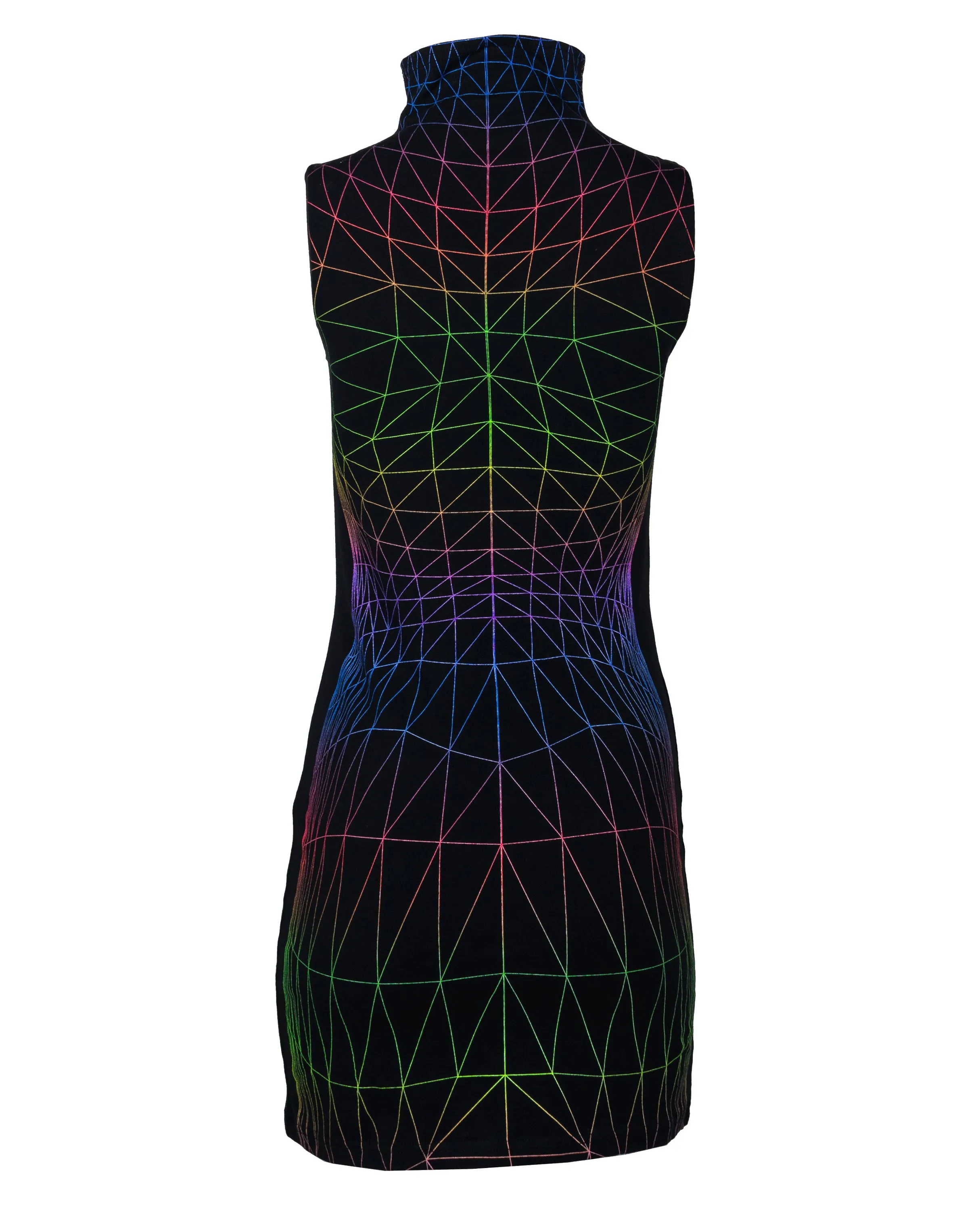 WIREFRAME HI NECK MINI DRESS