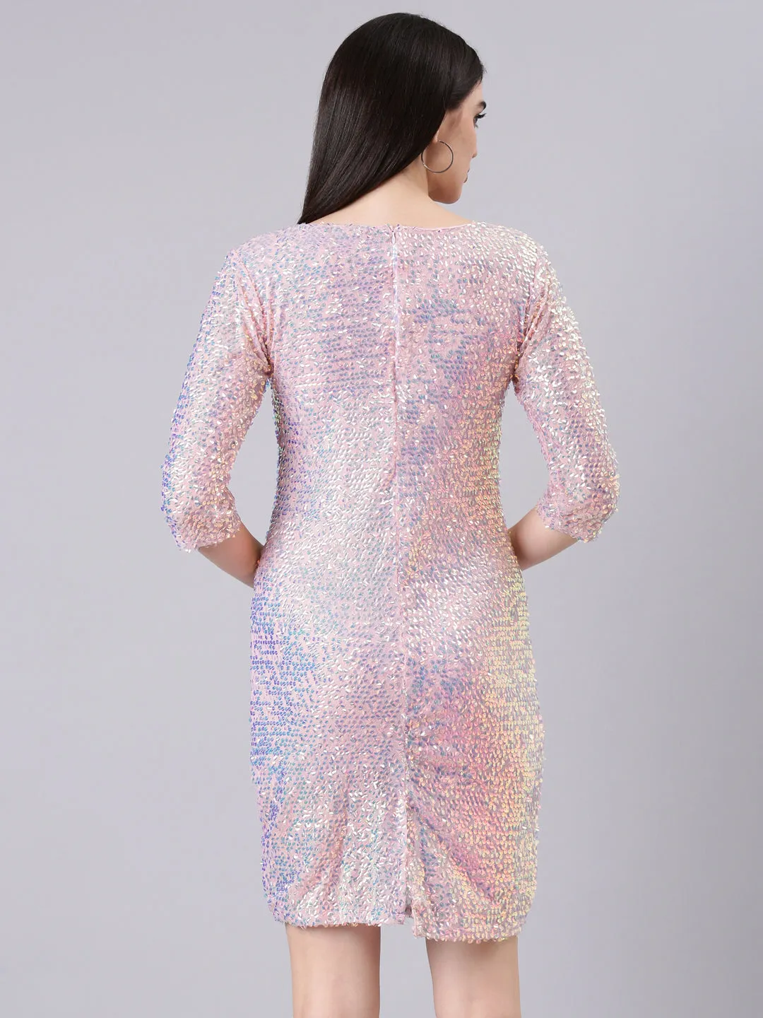 Women Pink Embellished Bodycon Dress