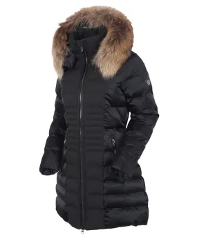 Women's Eva Waterproof Quilted 3/4 Coat With Removable Fur Ruff