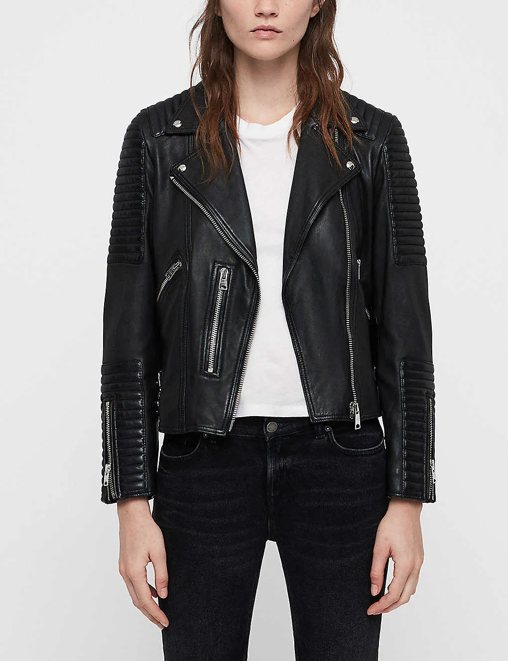 Women’s Genuine Black Sheepskin Leather Biker Jacket