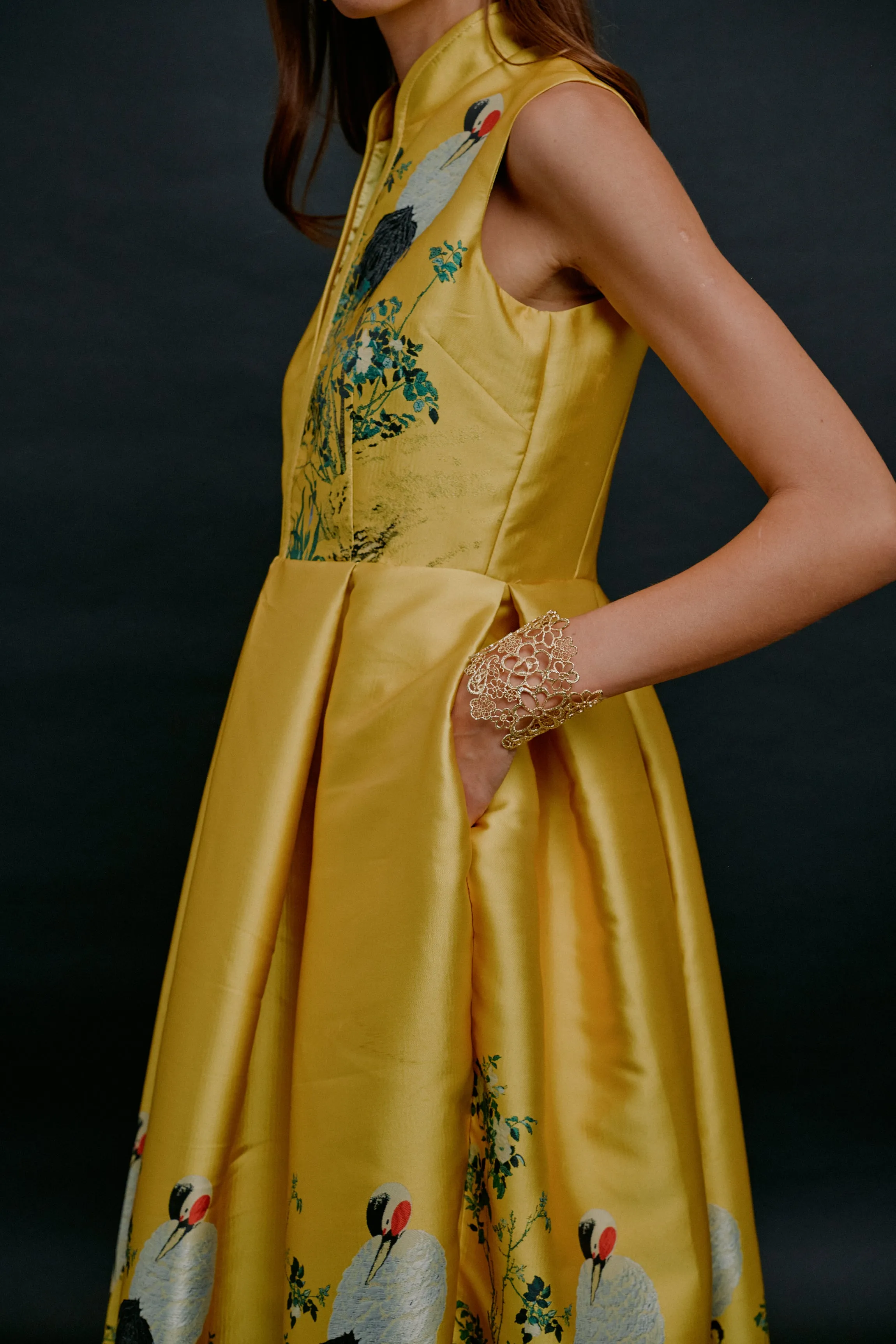 YELLOW CRANE LONG DRESS