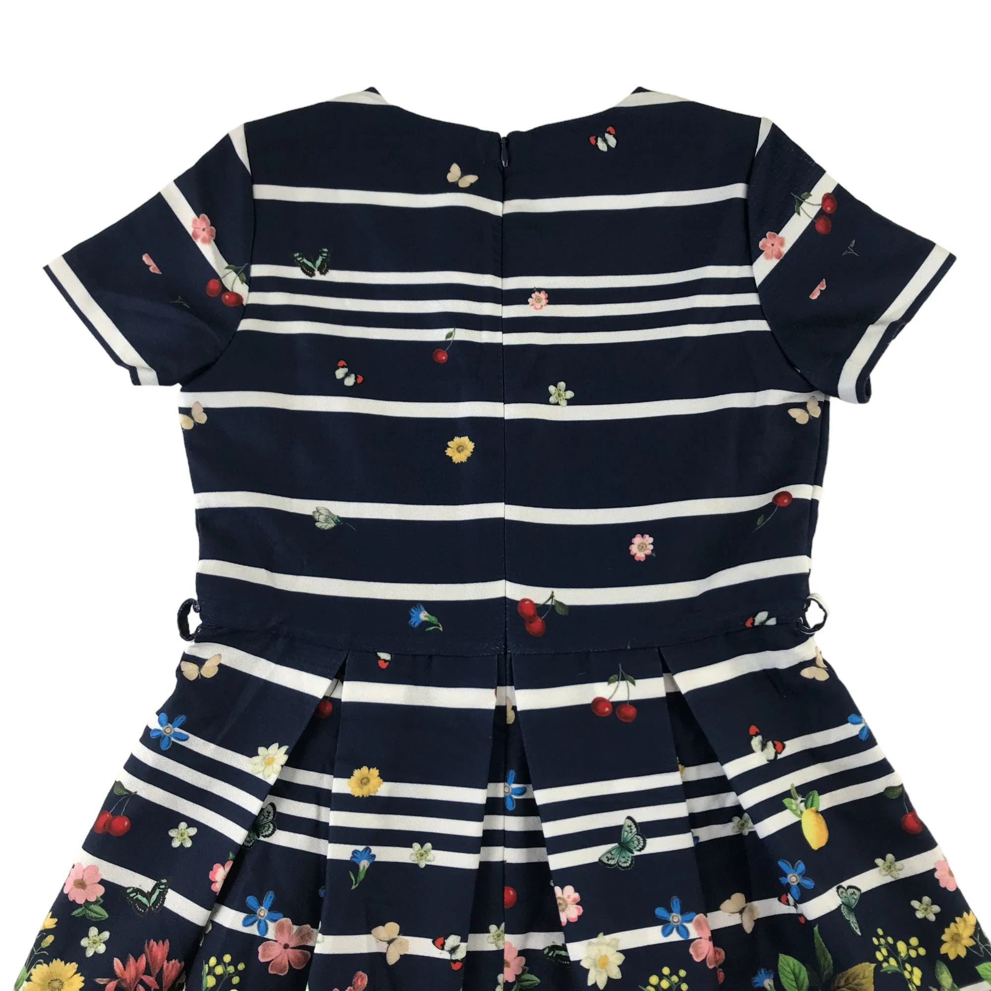 Yumi dress 11-12 years navy blue stripy floral print summery